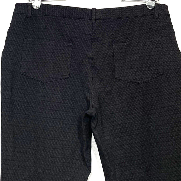 Office Goth Ponte Knit Pants Womens Size 14 Black Subtle Print Stretch Ankle - Picture 4 of 7